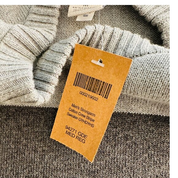 Duluth Trading Men's Size M Strongarm Striped Crew Neck Gray Sweater NEW - Picture 5 of 6